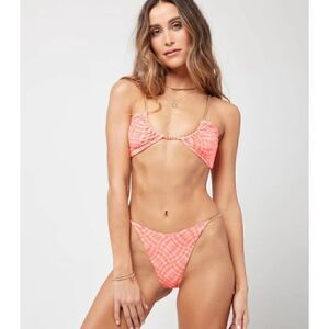 L*Space XS top and M bottom Sammie checkered gold chain bikini